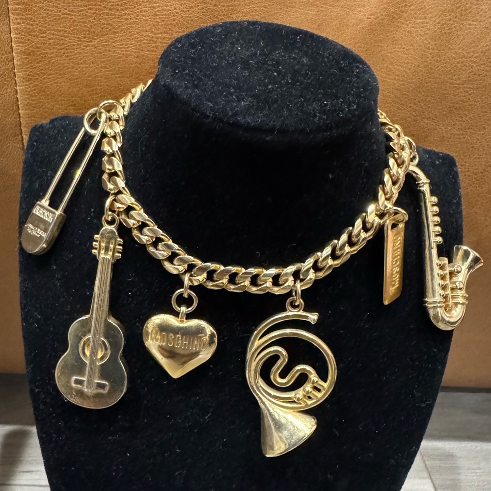 Moschino Vintage Gold Musical Charm Bracelet/Anklet/Bag Charm - Picture 1 of 5